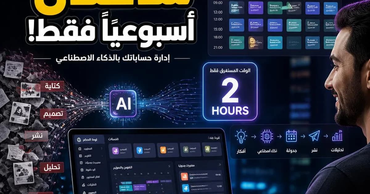 إدارة حسابات التواصل بالذكاء الاصطناعي: دليل عملي بساعتين أسبوعيًا