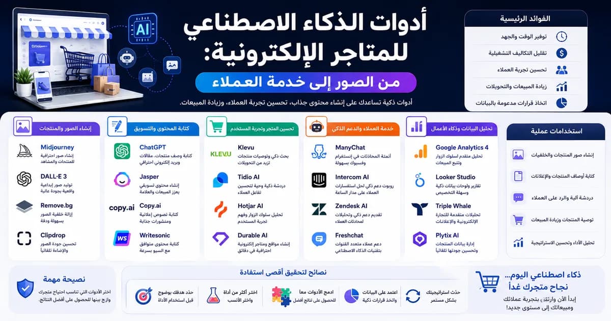 أدوات الذكاء الاصطناعي للمتاجر الإلكترونية: من الصور إلى خدمة العملاء