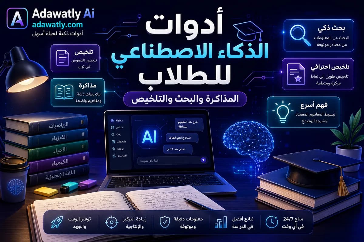 أدوات الذكاء الاصطناعي للطلاب: المذاكرة والبحث والتلخيص