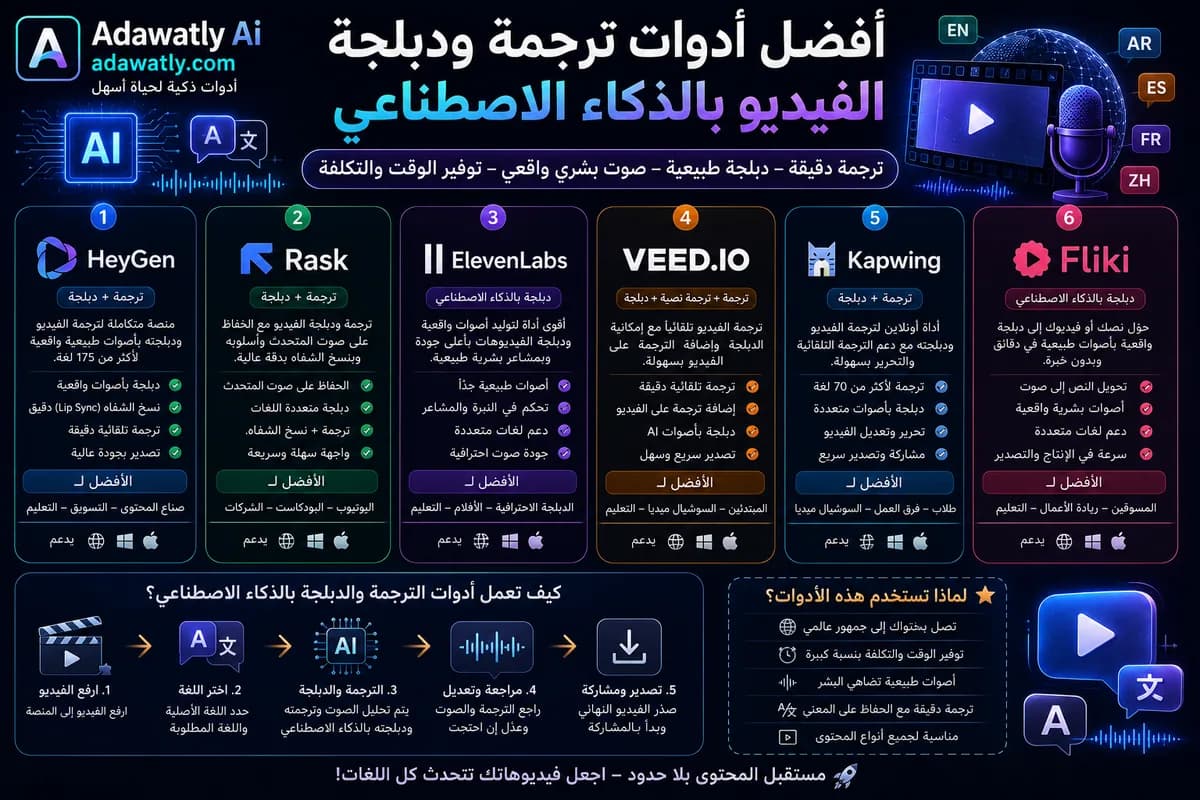 أفضل أدوات ترجمة ودبلجة الفيديو بالذكاء الاصطناعي